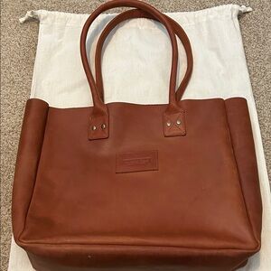 Leather Tote Bag in Brown by Unknown Brand